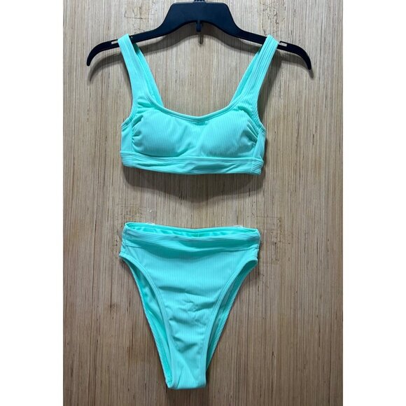 Stoney Clover Ln - Women's High-Waisted Two Piece Bikini In Light - Green - XXS - Picture 4 of 16